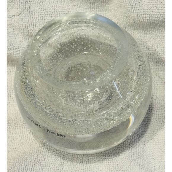 Hand Made In Poland Clear Art Glass Bubble Sphere Oil Lamp 4" Diameter gift idea - Picture 3 of 11